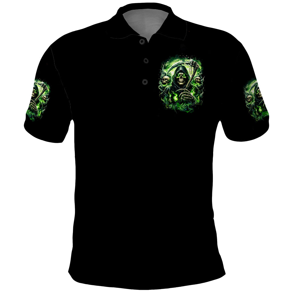 Flame Reaper Skull Polo Shirt I'm Not Anti Social I'm Just Not User Friendly