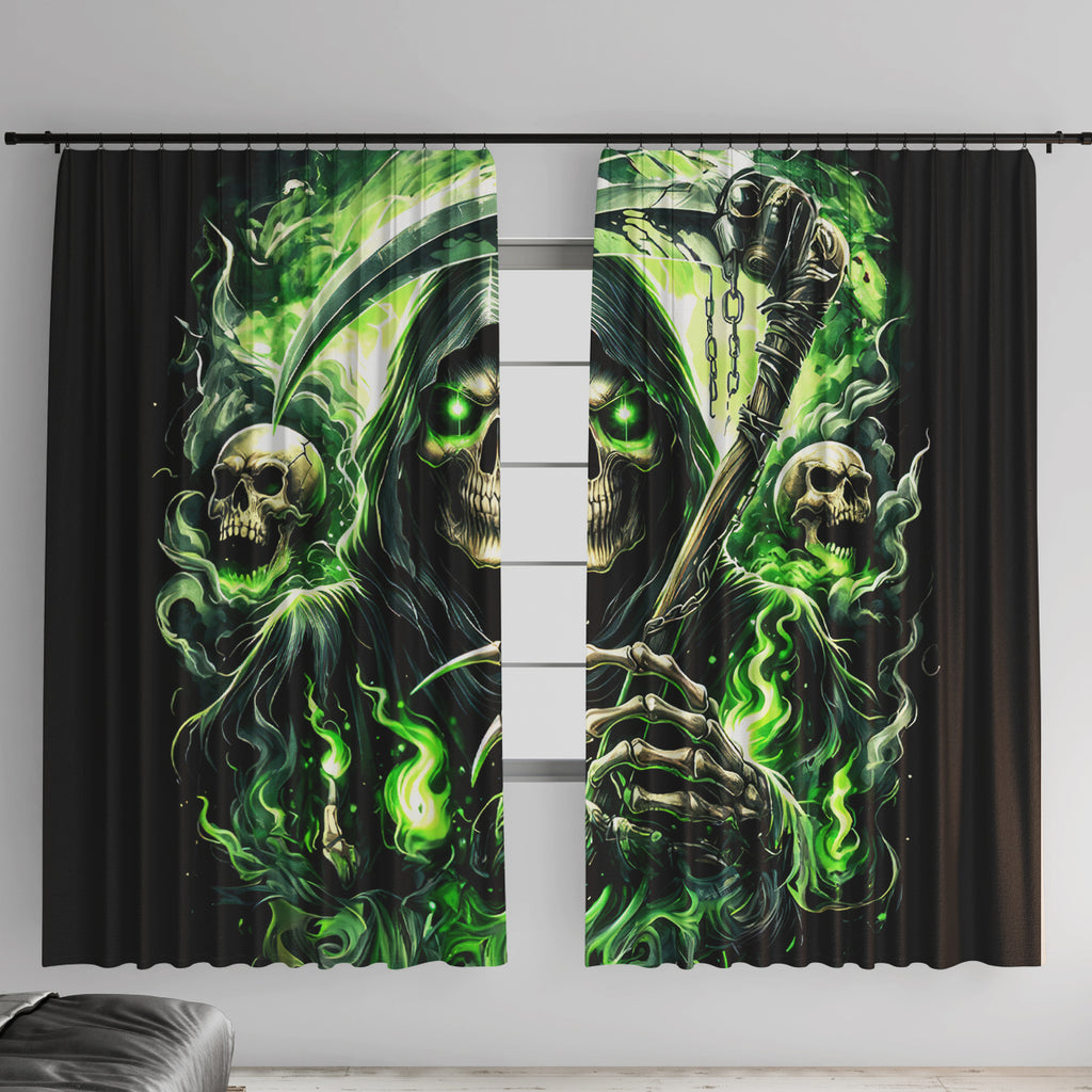 Flame Reaper Skull Window Curtain I'm Not Anti Social I'm Just Not User Friendly