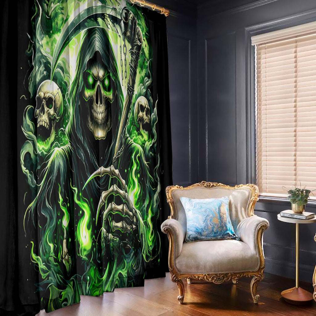 Flame Reaper Skull Window Curtain I'm Not Anti Social I'm Just Not User Friendly
