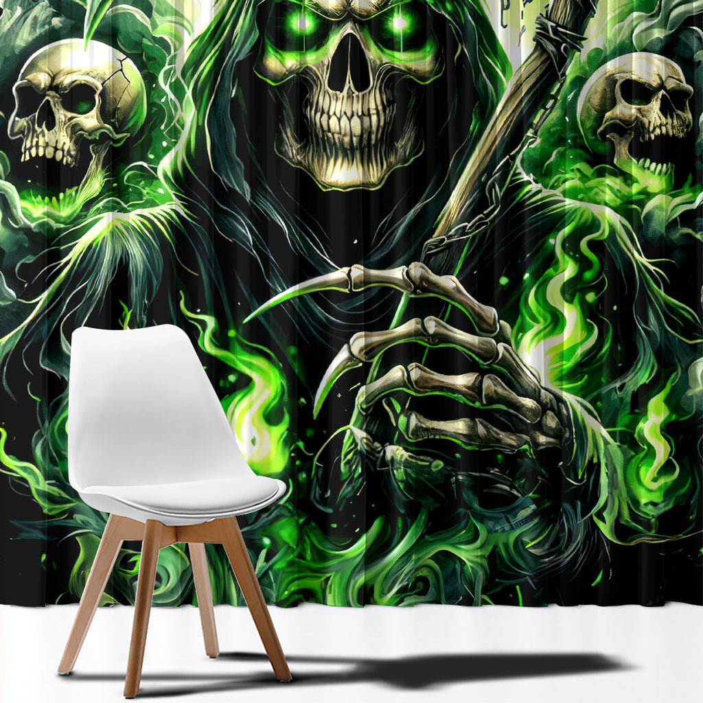 Flame Reaper Skull Window Curtain I'm Not Anti Social I'm Just Not User Friendly