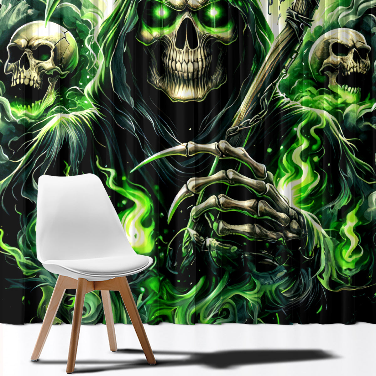 Flame Reaper Skull Window Curtain I'm Not Anti Social I'm Just Not User Friendly