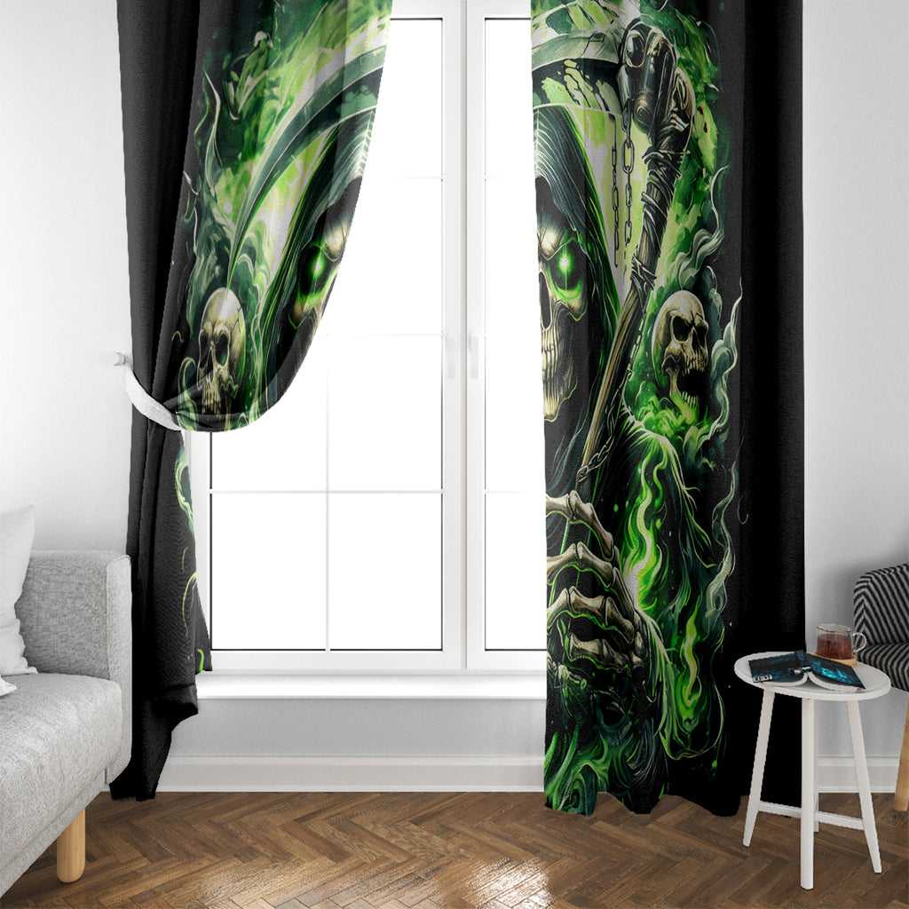 Flame Reaper Skull Window Curtain I'm Not Anti Social I'm Just Not User Friendly