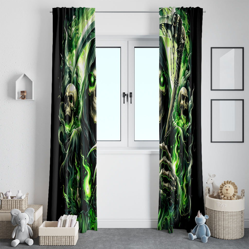 Flame Reaper Skull Window Curtain I'm Not Anti Social I'm Just Not User Friendly