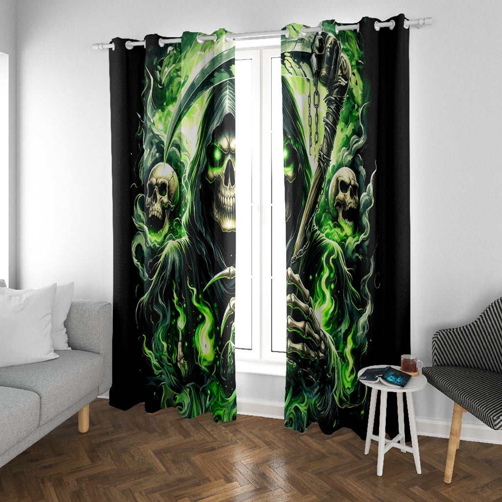 Flame Reaper Skull Window Curtain I'm Not Anti Social I'm Just Not User Friendly
