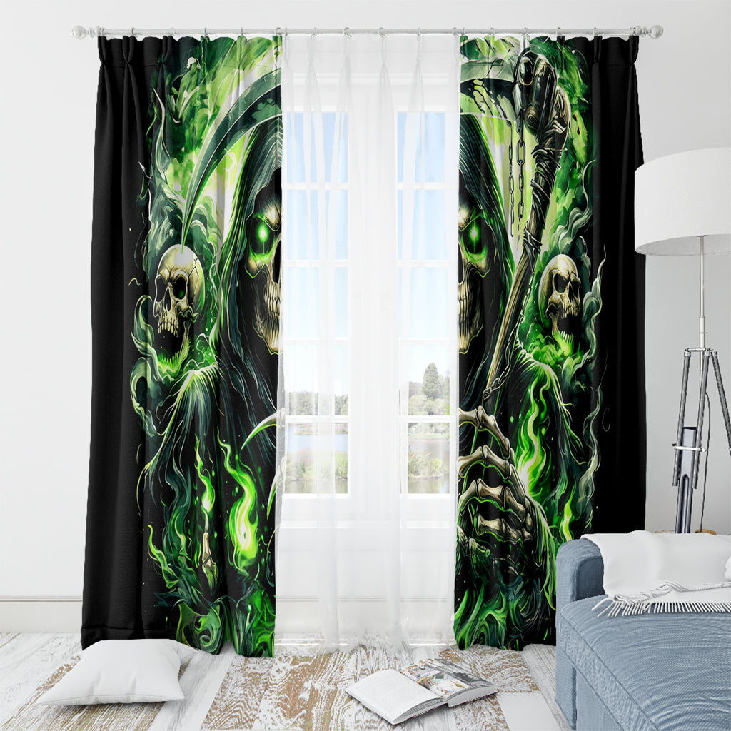 Flame Reaper Skull Window Curtain I'm Not Anti Social I'm Just Not User Friendly