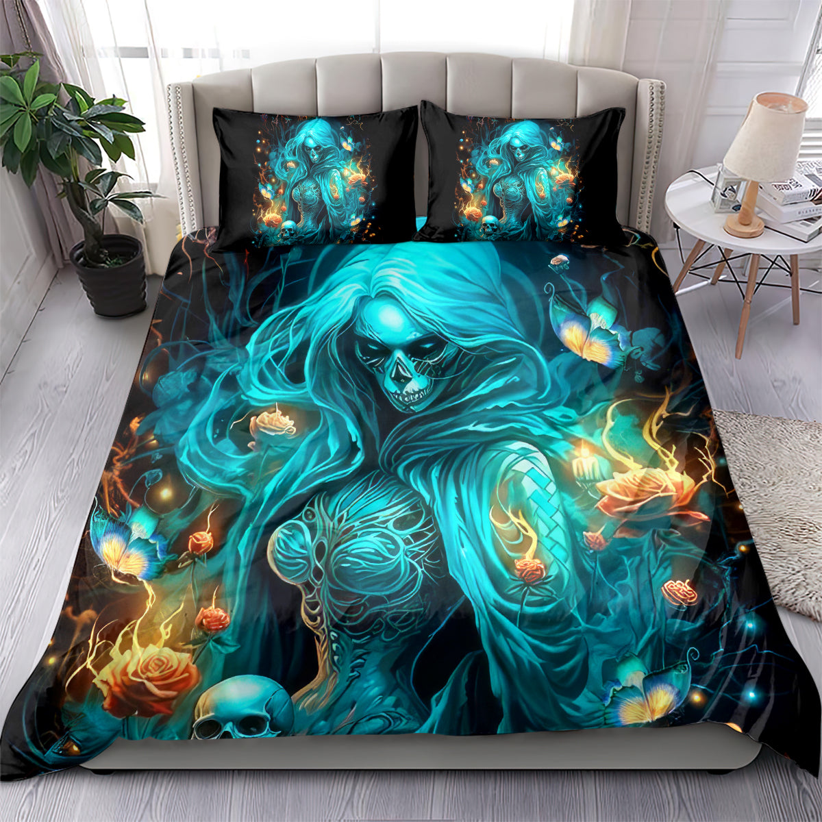 Witch Skull Bedding Set She Whispered Back Iam The Storm