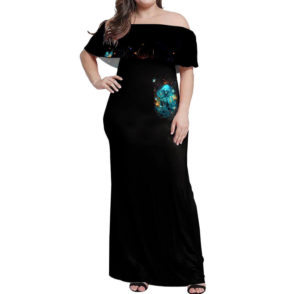 Witch Skull Off Shoulder Maxi Dress She Whispered Back Iam The Storm