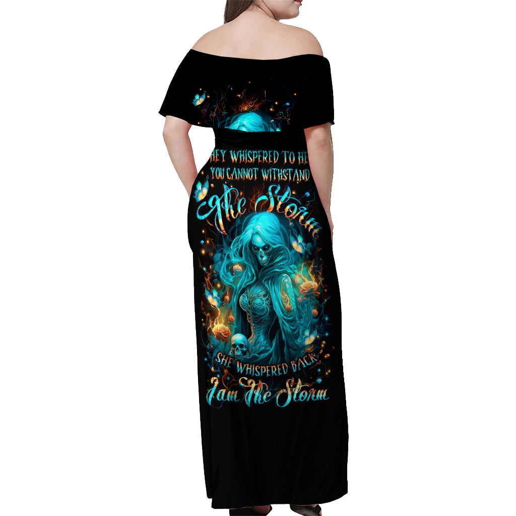 Witch Skull Off Shoulder Maxi Dress She Whispered Back Iam The Storm