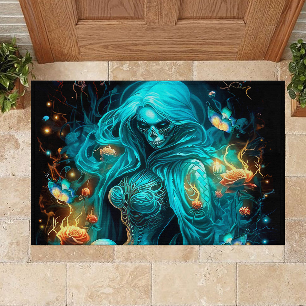 Witch Skull Rubber Doormat She Whispered Back Iam The Storm
