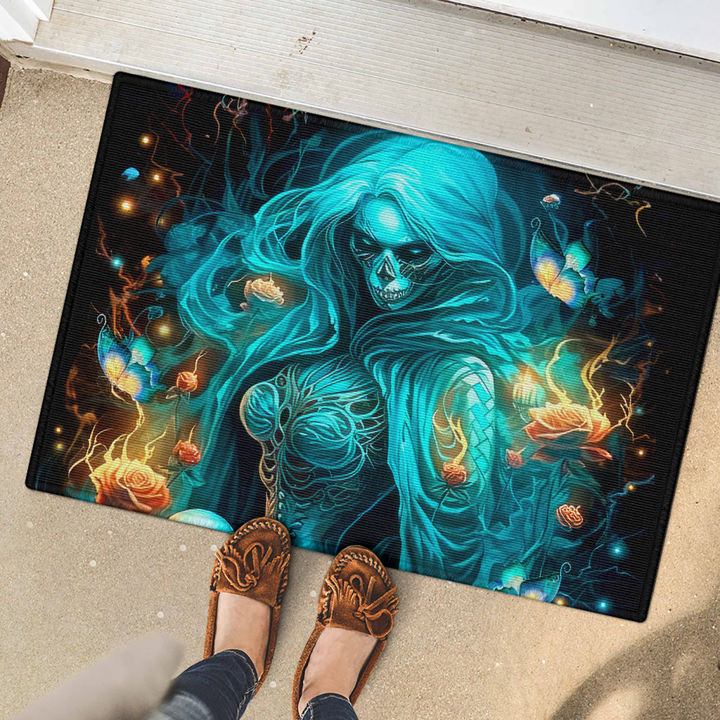 Witch Skull Rubber Doormat She Whispered Back Iam The Storm
