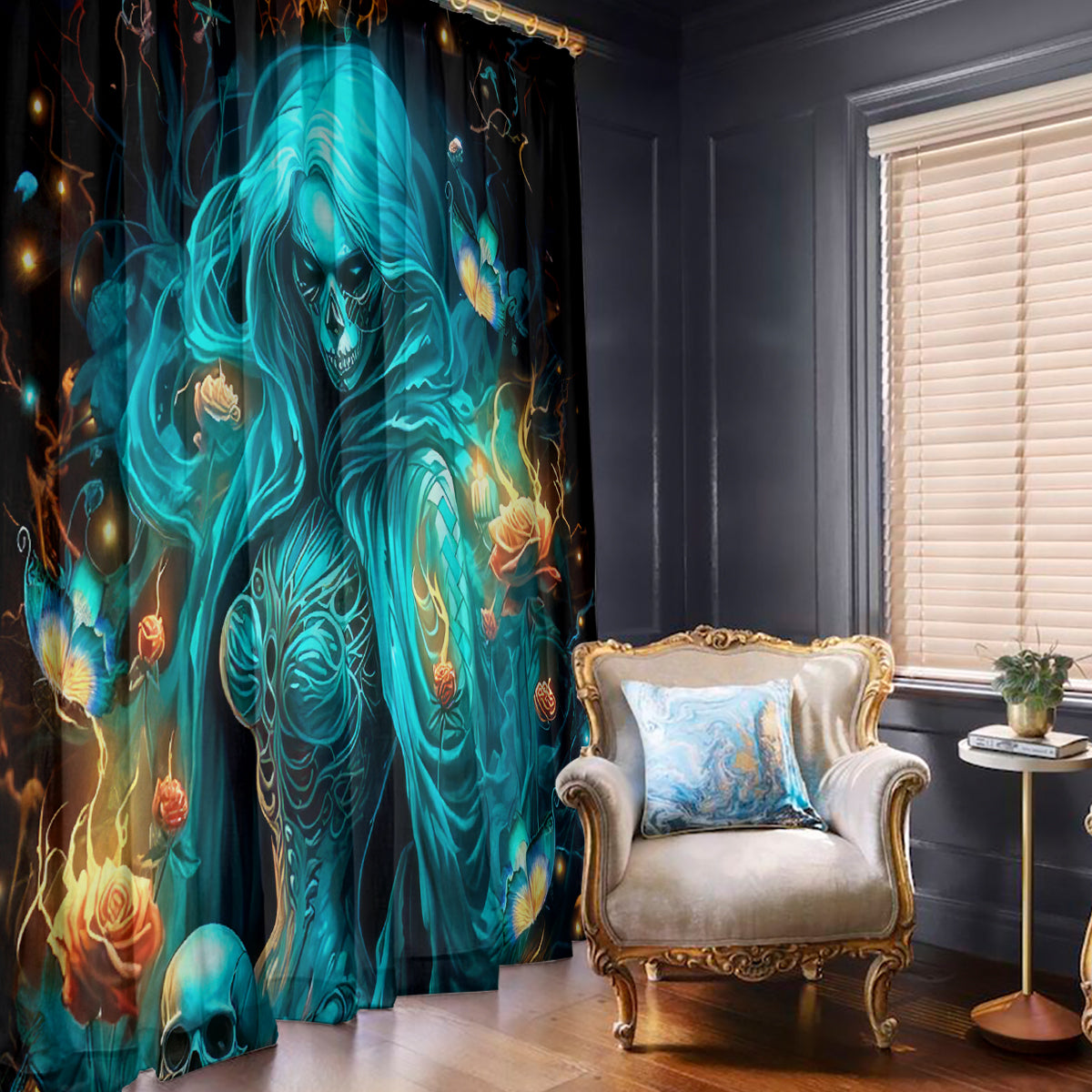 Witch Skull Window Curtain She Whispered Back Iam The Storm