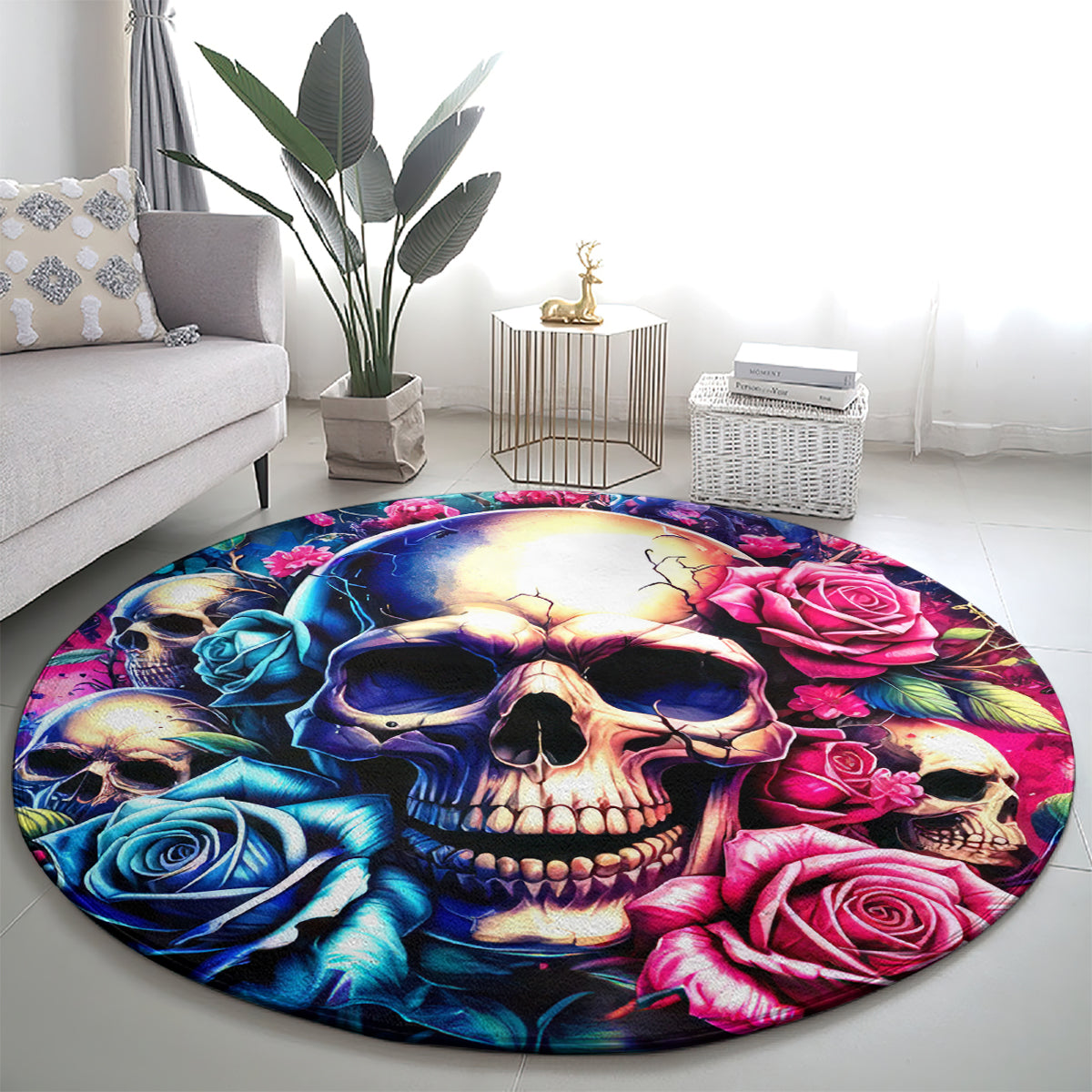 Rose Skull Round Carpet Assuming I Was Like Most Girls Was Your First Mistake