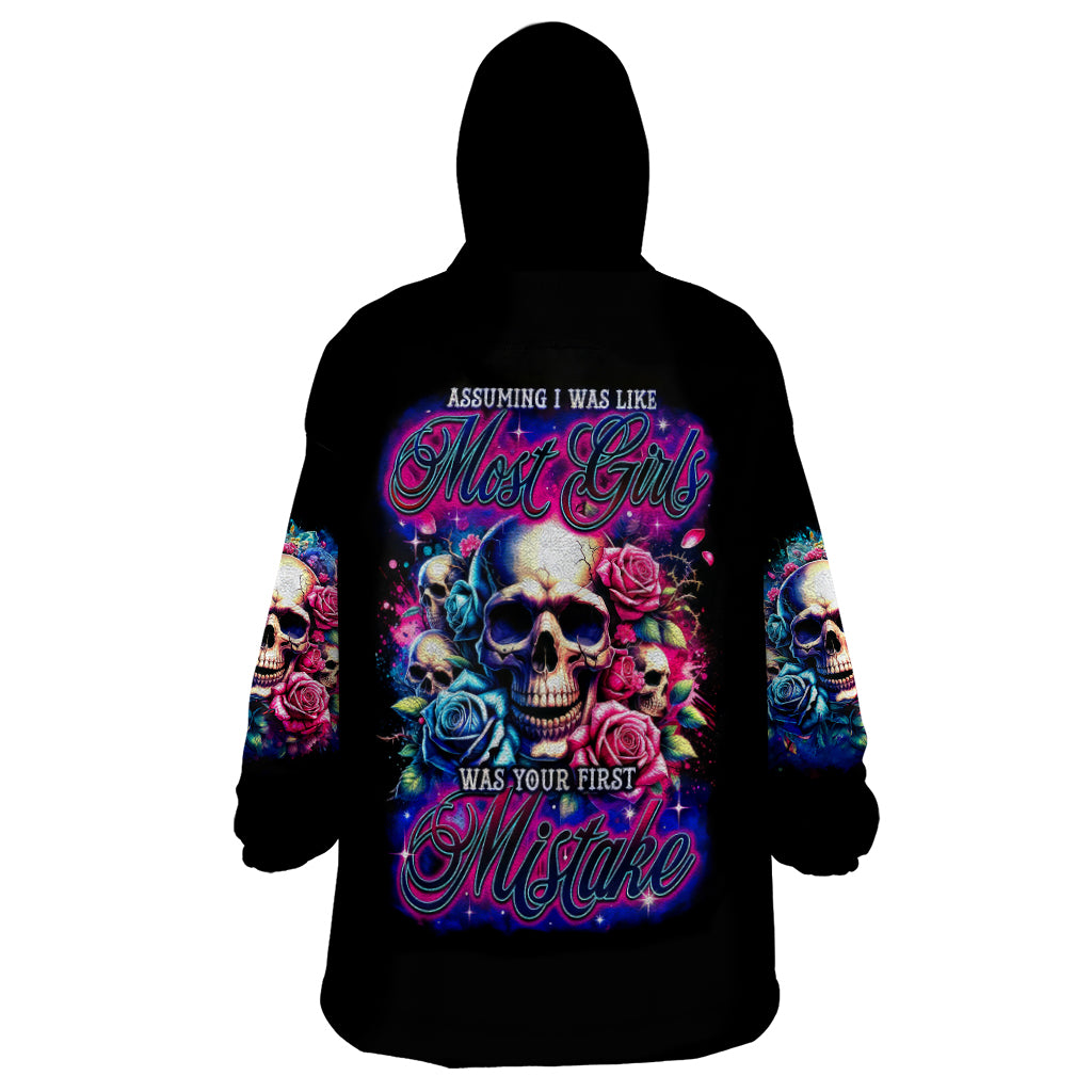 Rose Skull Wearable Blanket Hoodie Assuming I Was Like Most Girls Was Your First Mistake