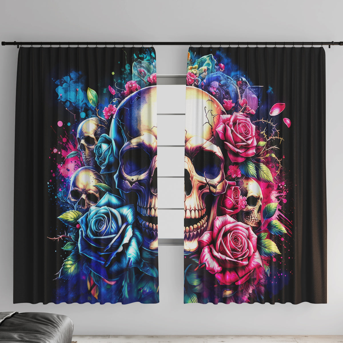 Rose Skull Window Curtain Assuming I Was Like Most Girls Was Your First Mistake