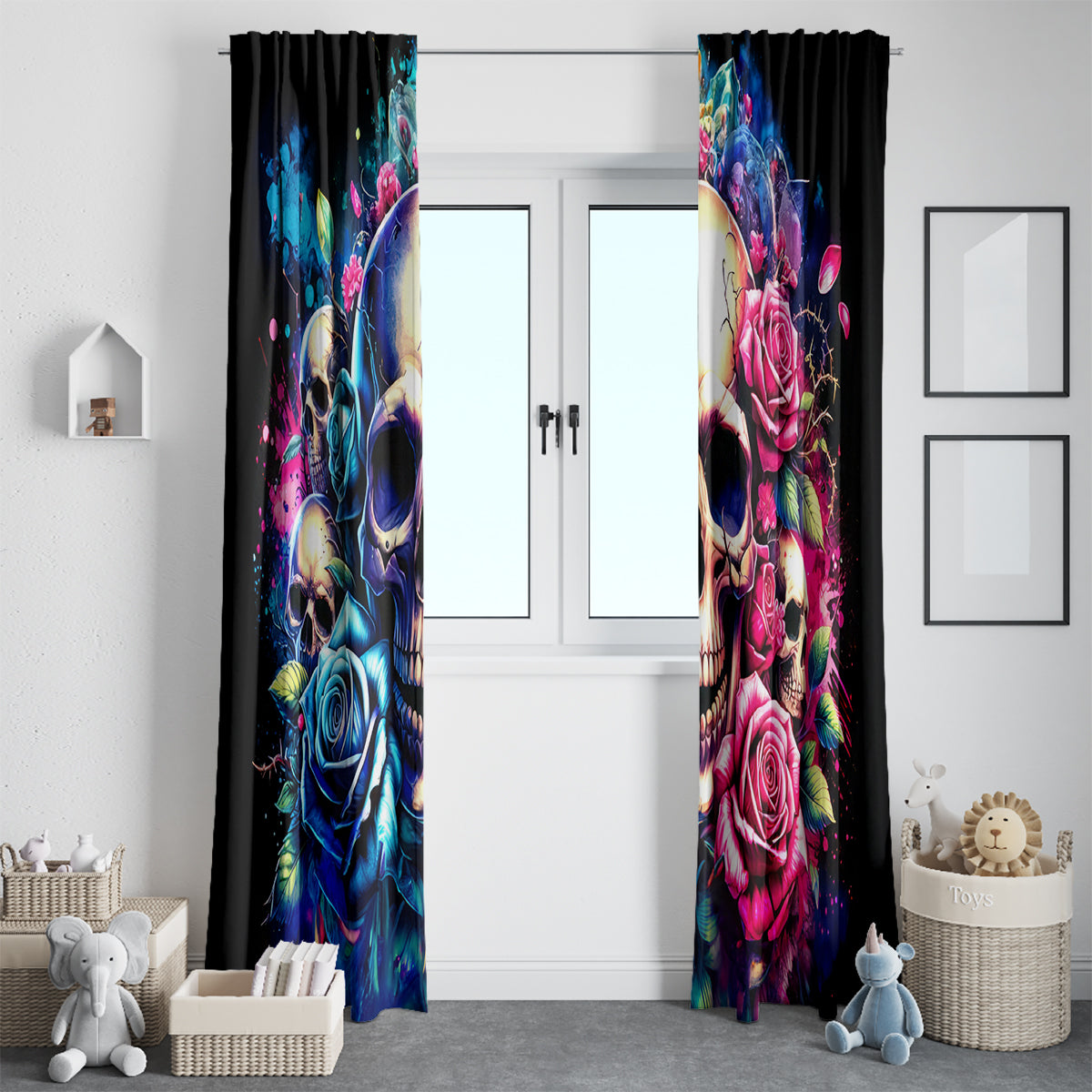 Rose Skull Window Curtain Assuming I Was Like Most Girls Was Your First Mistake