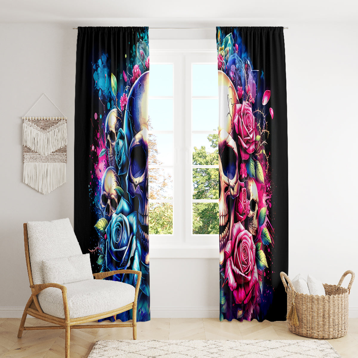 Rose Skull Window Curtain Assuming I Was Like Most Girls Was Your First Mistake