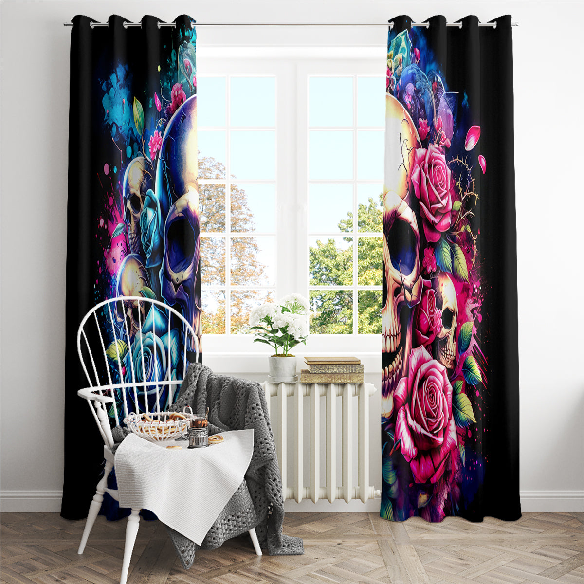Rose Skull Window Curtain Assuming I Was Like Most Girls Was Your First Mistake
