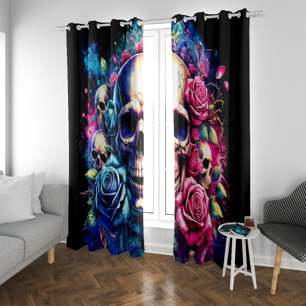 Rose Skull Window Curtain Assuming I Was Like Most Girls Was Your First Mistake