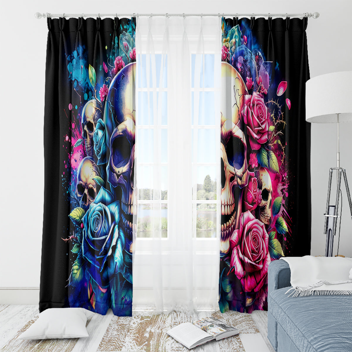 Rose Skull Window Curtain Assuming I Was Like Most Girls Was Your First Mistake