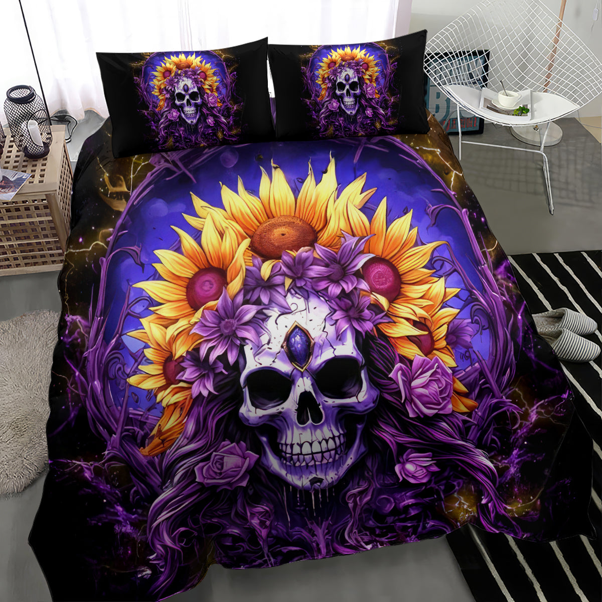 Sunflower Skull Bedding Set She Is Sunshine Mixed With A Little Hurricane