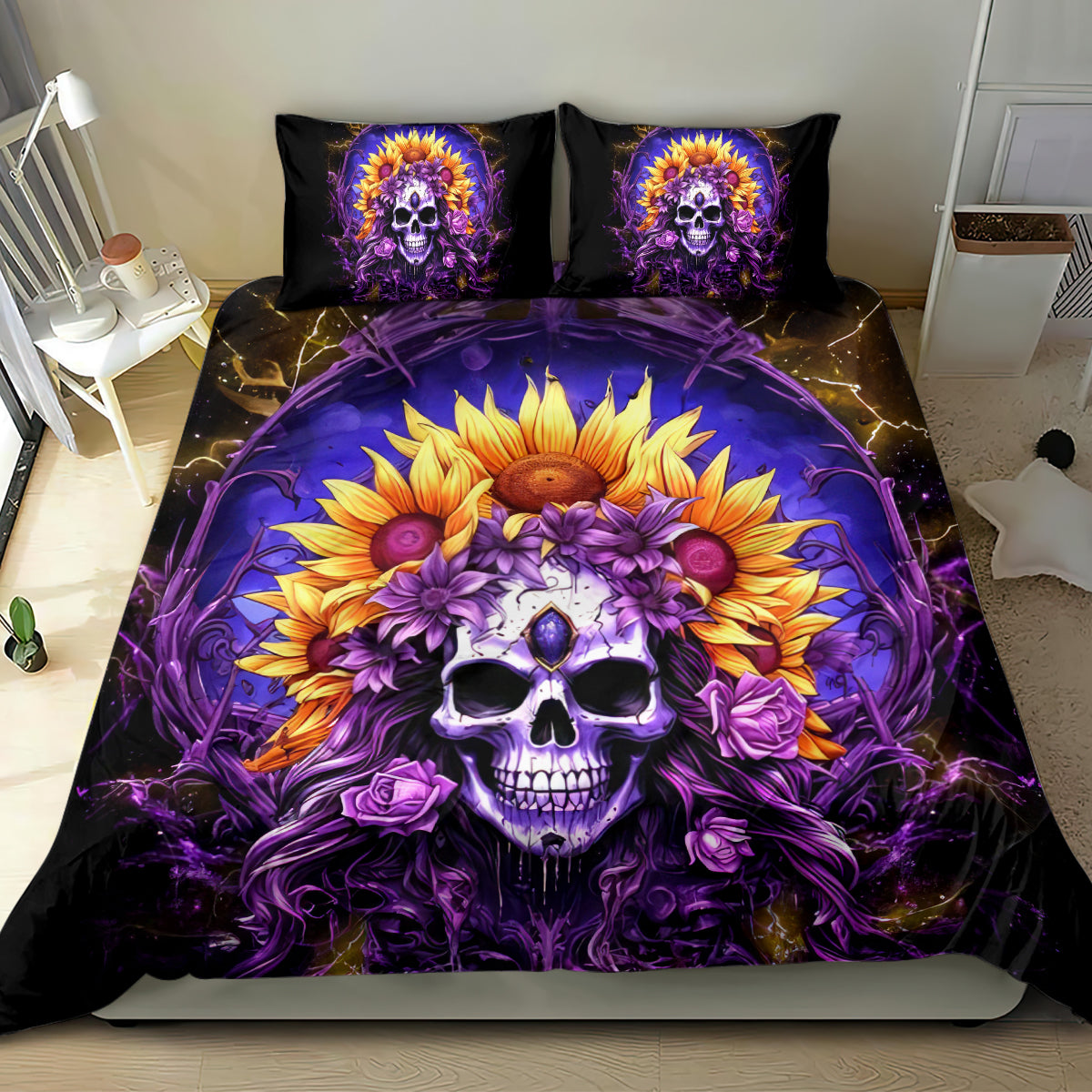 Sunflower Skull Bedding Set She Is Sunshine Mixed With A Little Hurricane