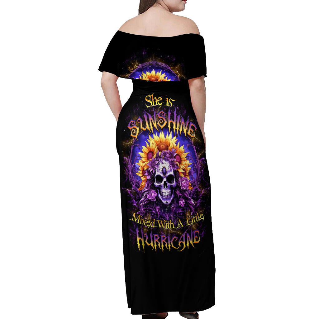 Sunflower Skull Off Shoulder Maxi Dress She Is Sunshine Mixed With A Little Hurricane