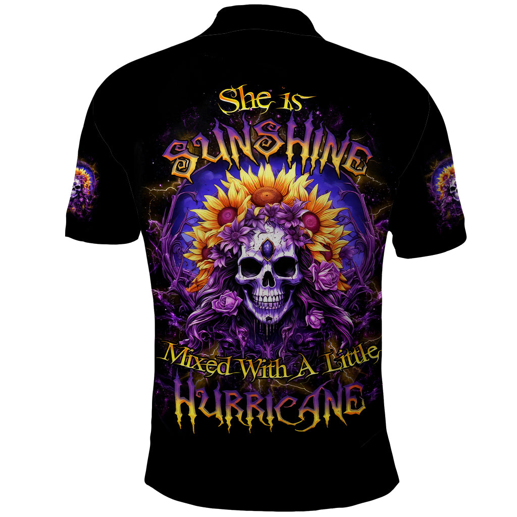 Sunflower Skull Polo Shirt She Is Sunshine Mixed With A Little Hurricane