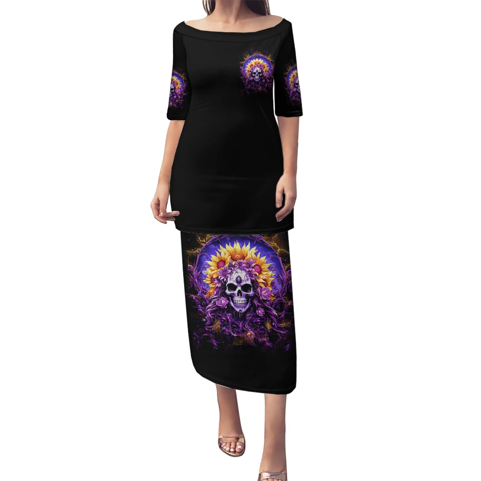 Sunflower Skull Puletasi She Is Sunshine Mixed With A Little Hurricane