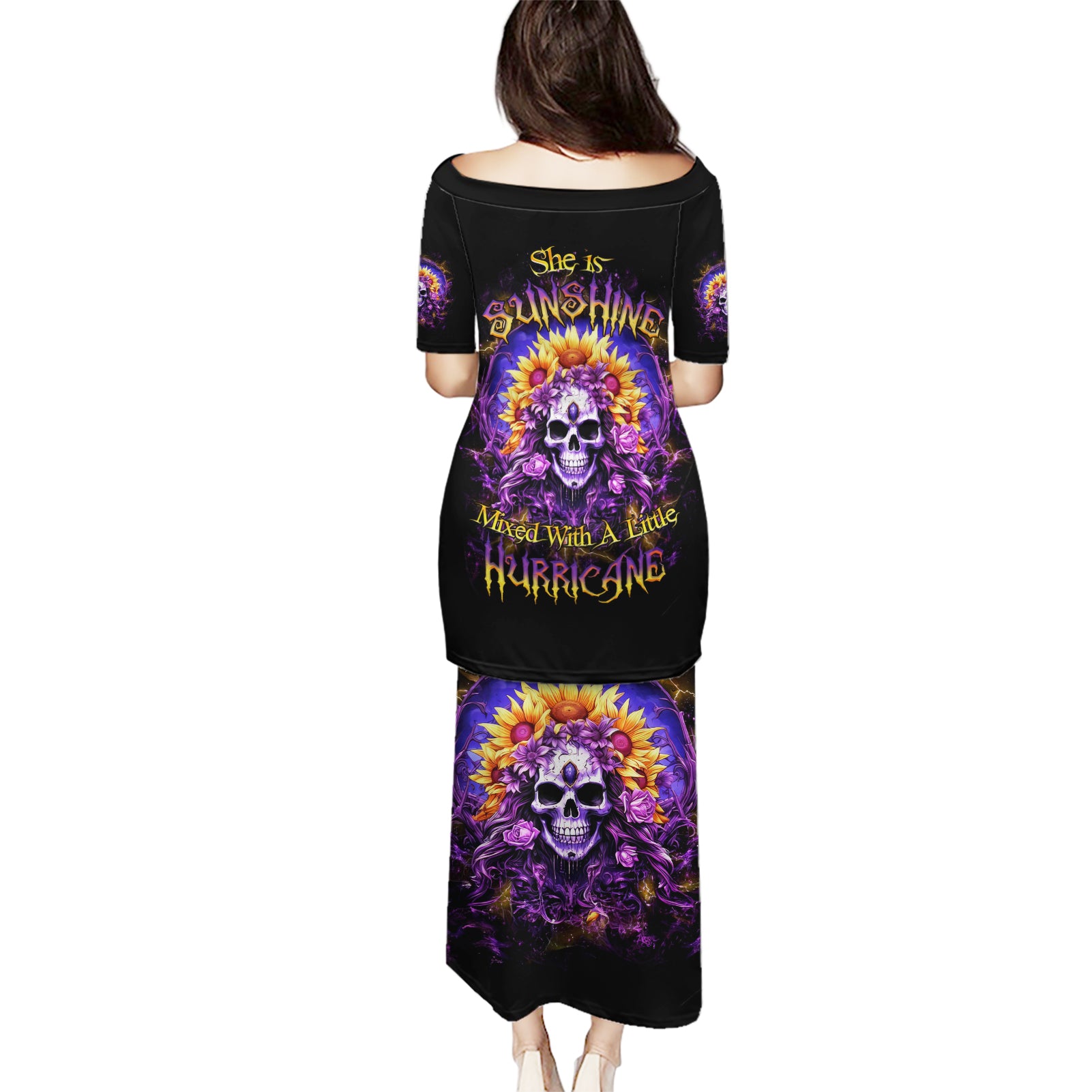 Sunflower Skull Puletasi She Is Sunshine Mixed With A Little Hurricane