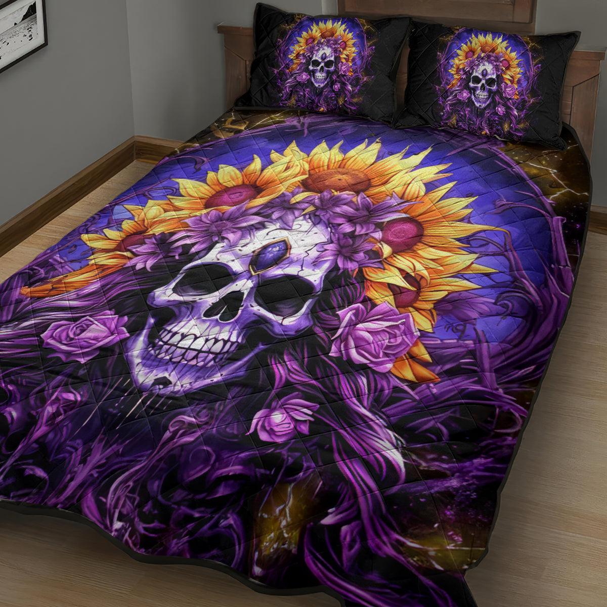 Sunflower Skull Quilt Bed Set She Is Sunshine Mixed With A Little Hurricane