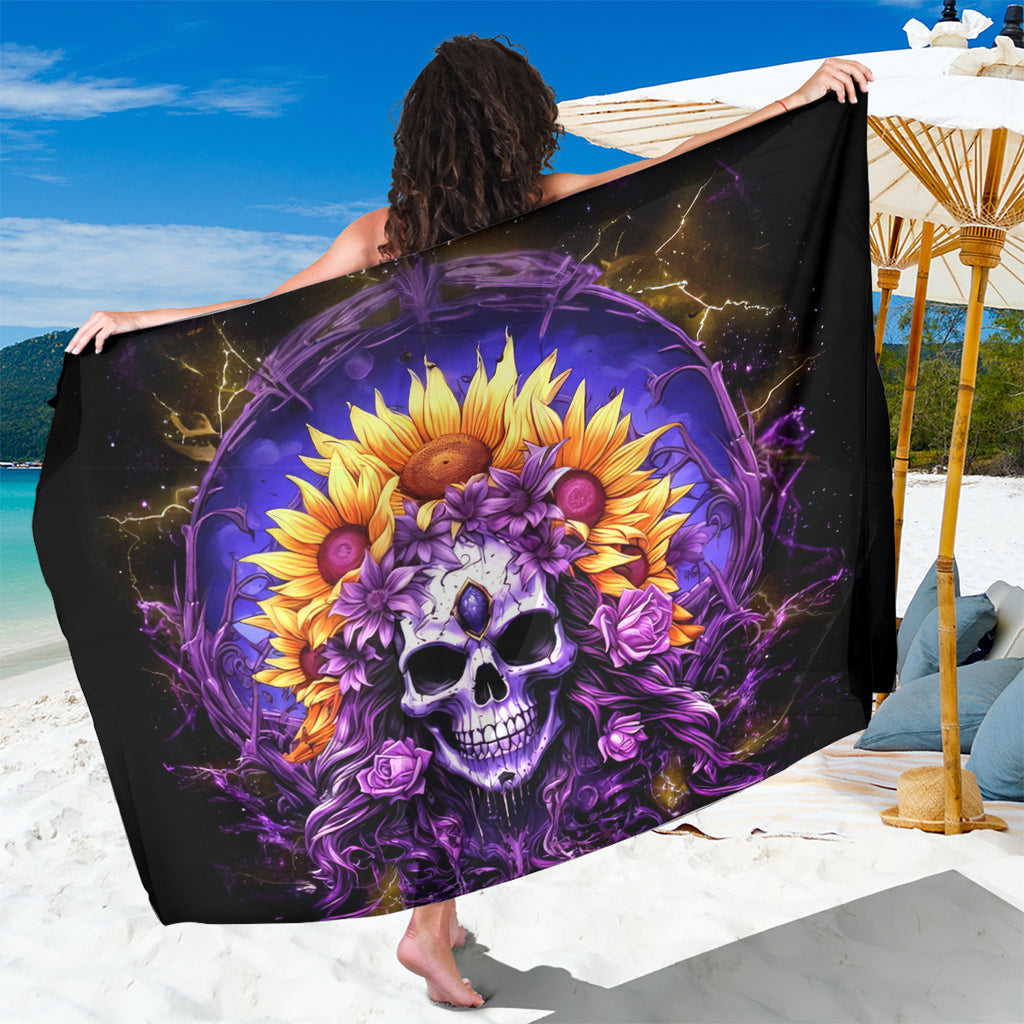 Sunflower Skull Sarong She Is Sunshine Mixed With A Little Hurricane