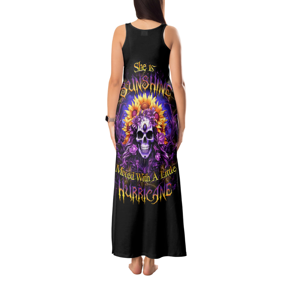 Sunflower Skull Tank Maxi Dress She Is Sunshine Mixed With A Little Hurricane