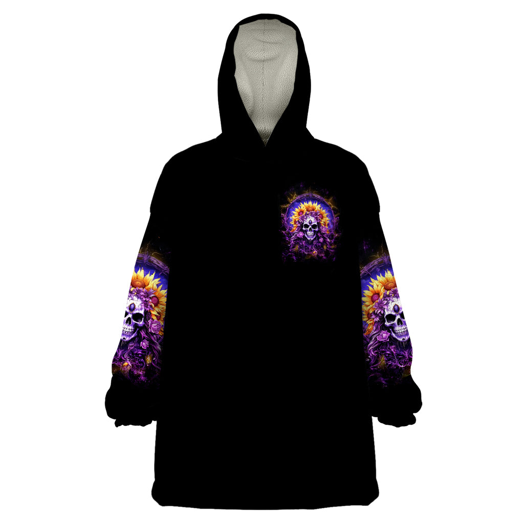 Sunflower Skull Wearable Blanket Hoodie She Is Sunshine Mixed With A Little Hurricane