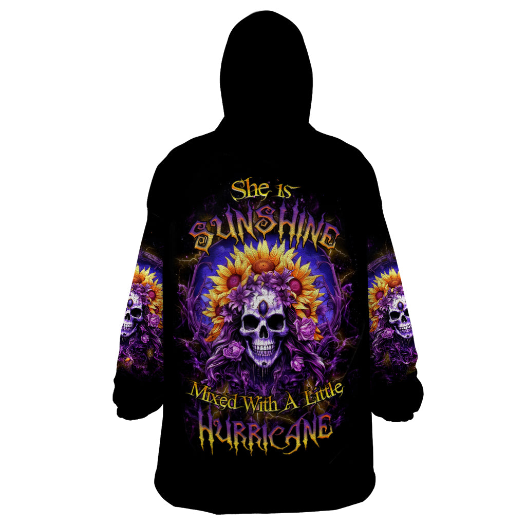 Sunflower Skull Wearable Blanket Hoodie She Is Sunshine Mixed With A Little Hurricane