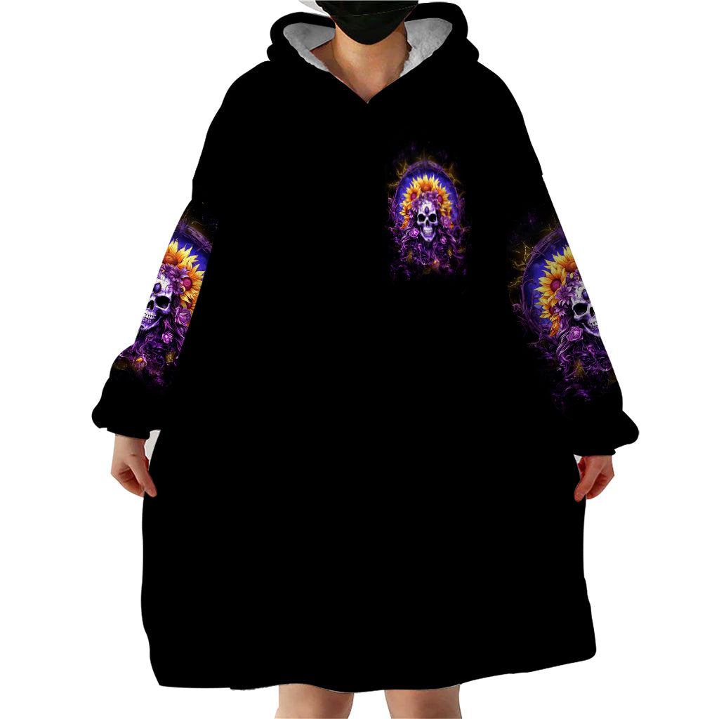 Sunflower Skull Wearable Blanket Hoodie She Is Sunshine Mixed With A Little Hurricane