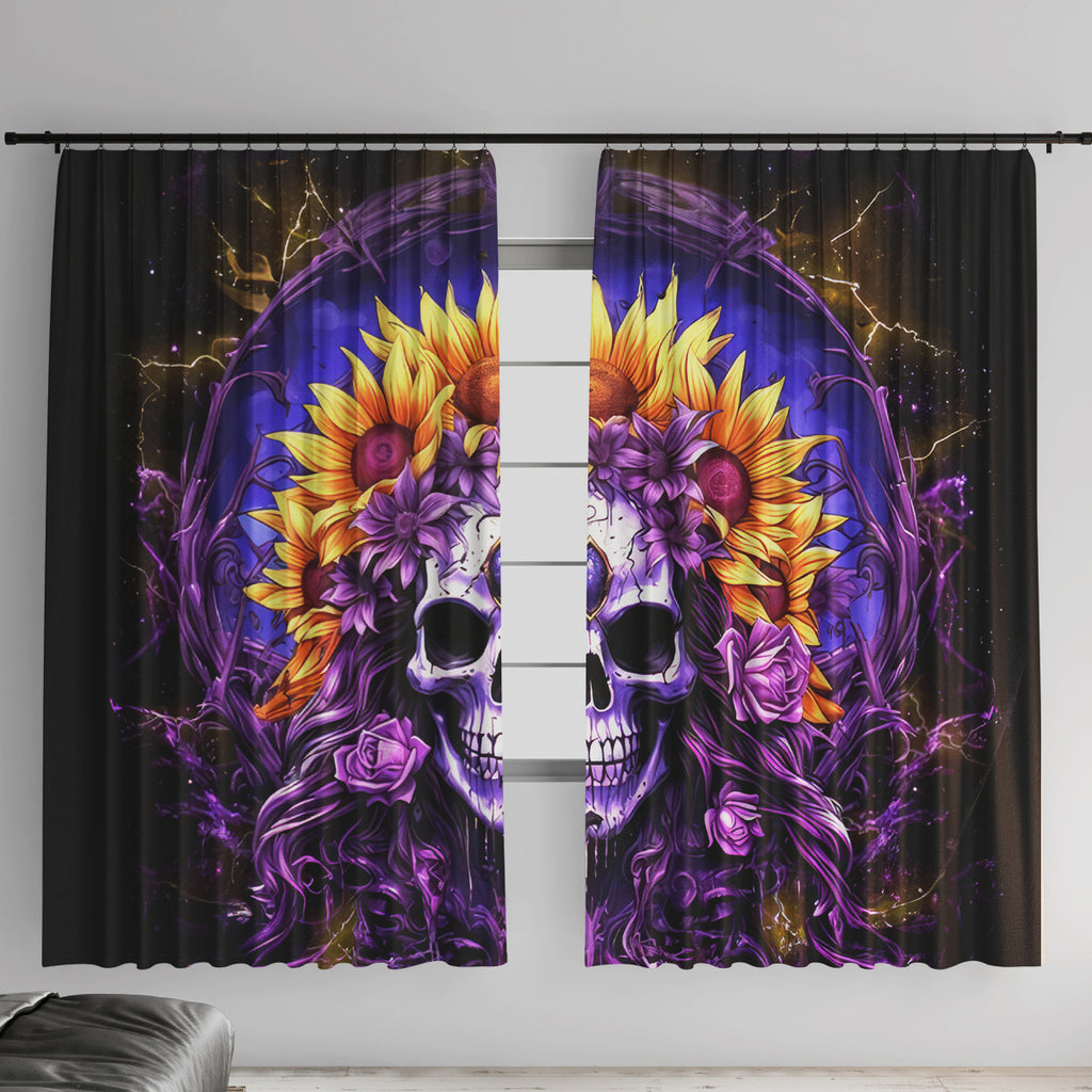 Sunflower Skull Window Curtain She Is Sunshine Mixed With A Little Hurricane