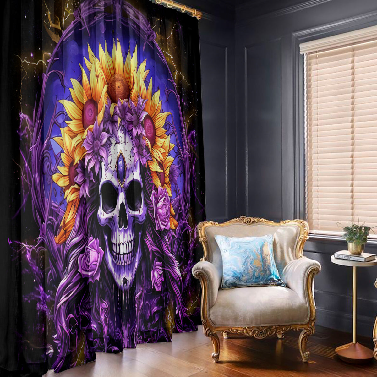 Sunflower Skull Window Curtain She Is Sunshine Mixed With A Little Hurricane