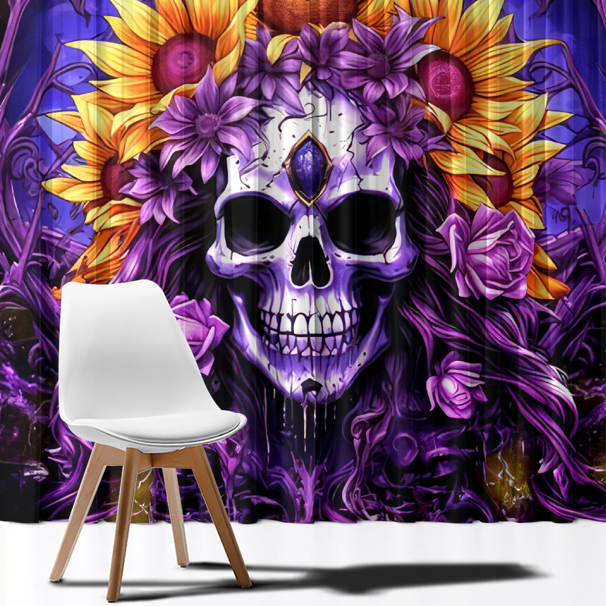 Sunflower Skull Window Curtain She Is Sunshine Mixed With A Little Hurricane