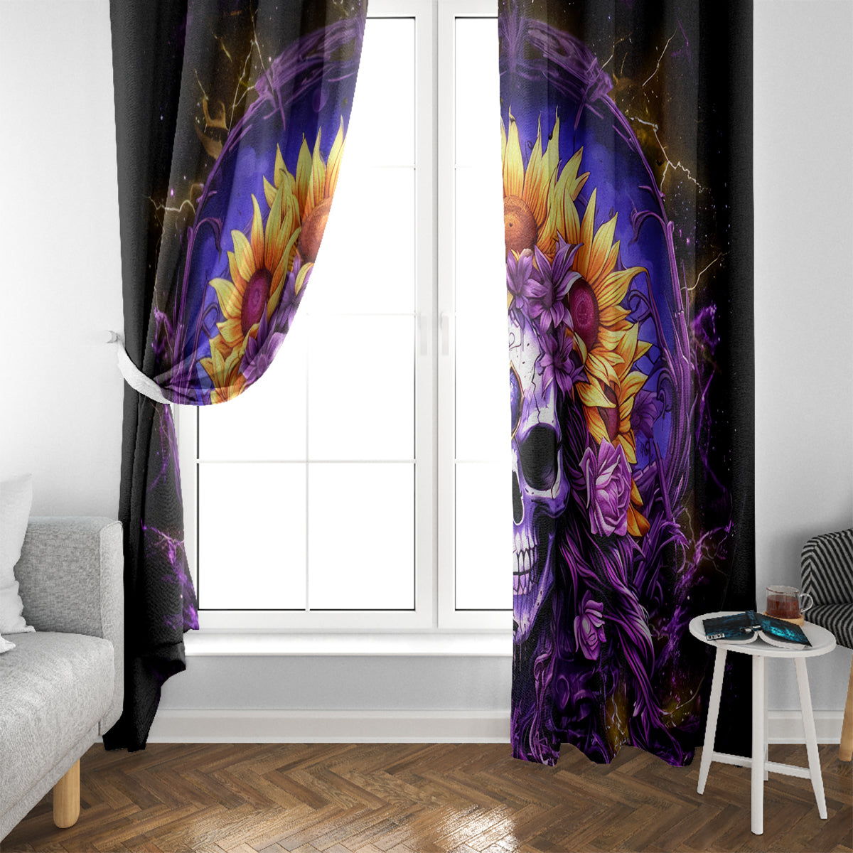 Sunflower Skull Window Curtain She Is Sunshine Mixed With A Little Hurricane