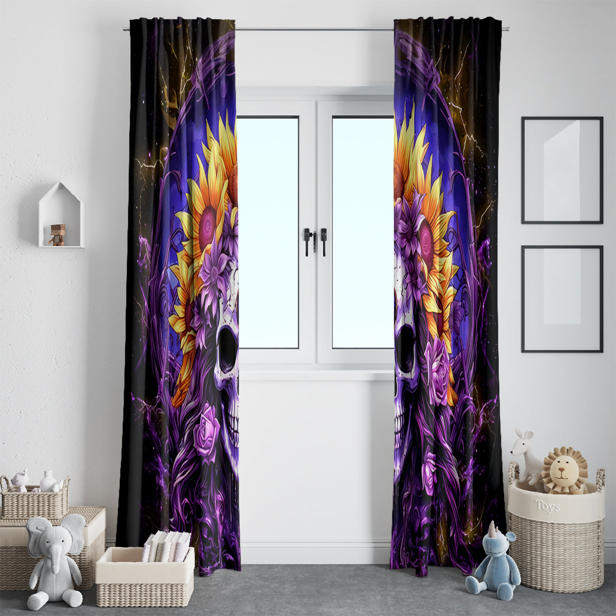 Sunflower Skull Window Curtain She Is Sunshine Mixed With A Little Hurricane