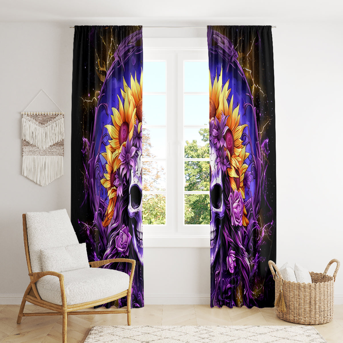 Sunflower Skull Window Curtain She Is Sunshine Mixed With A Little Hurricane