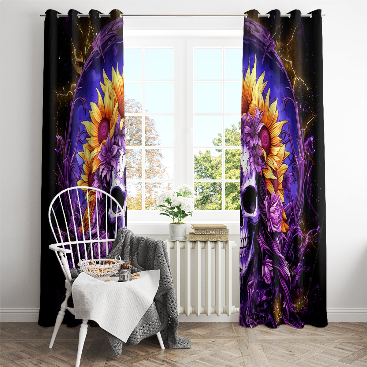 Sunflower Skull Window Curtain She Is Sunshine Mixed With A Little Hurricane