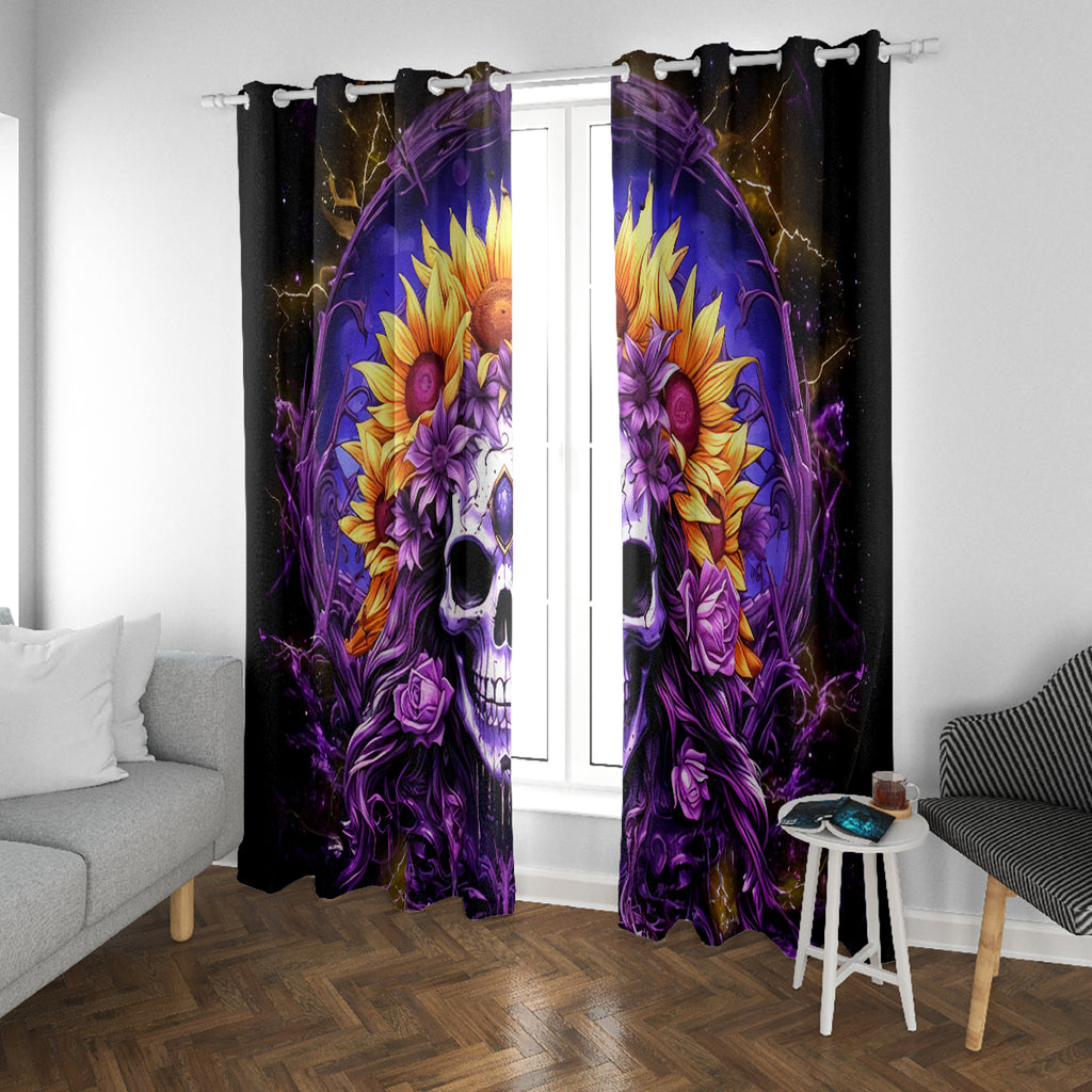 Sunflower Skull Window Curtain She Is Sunshine Mixed With A Little Hurricane