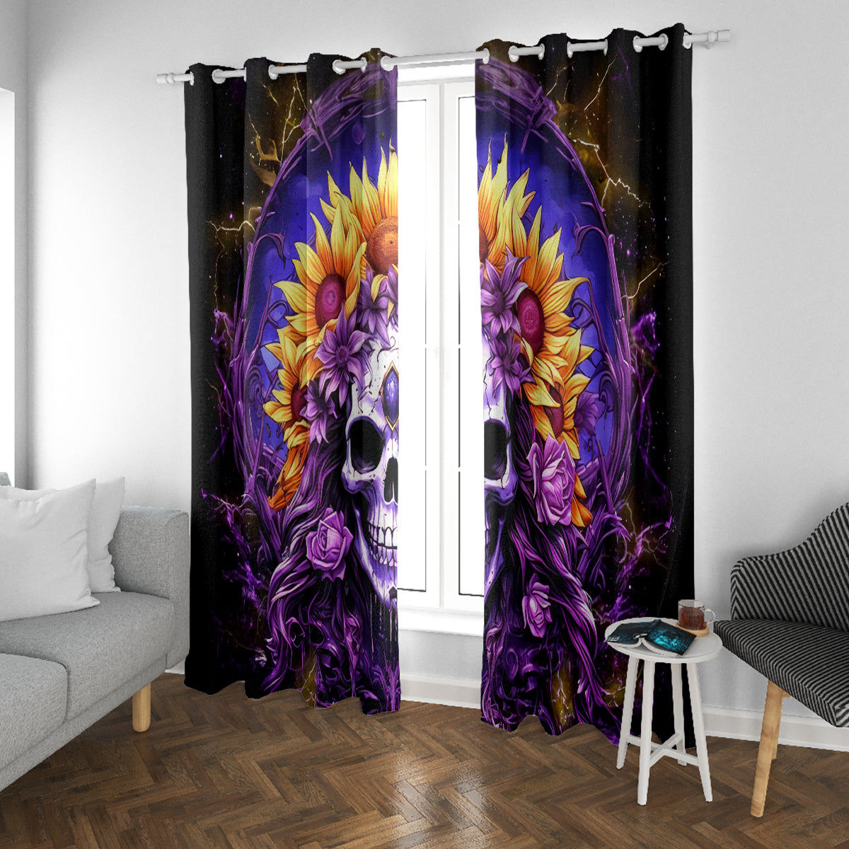 Sunflower Skull Window Curtain She Is Sunshine Mixed With A Little Hurricane