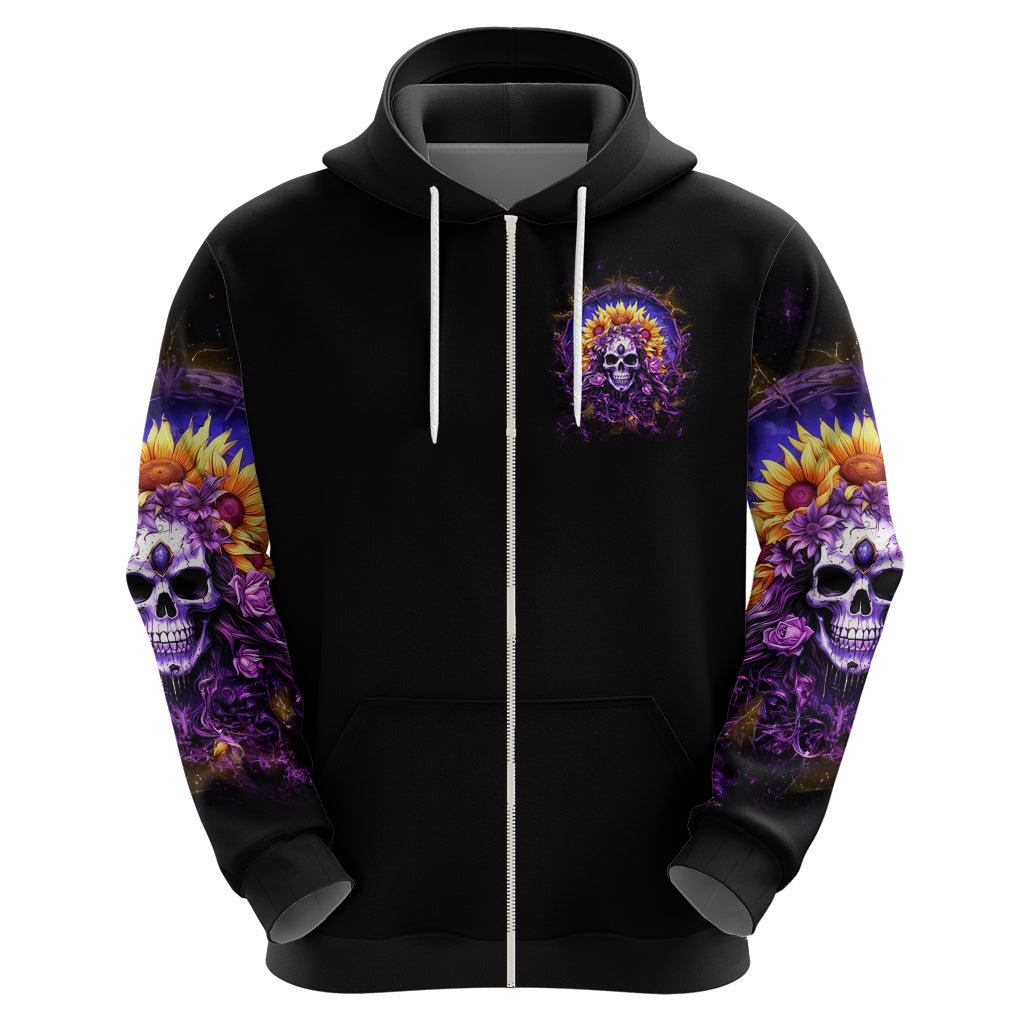 Sunflower Skull Zip Hoodie She Is Sunshine Mixed With A Little Hurricane