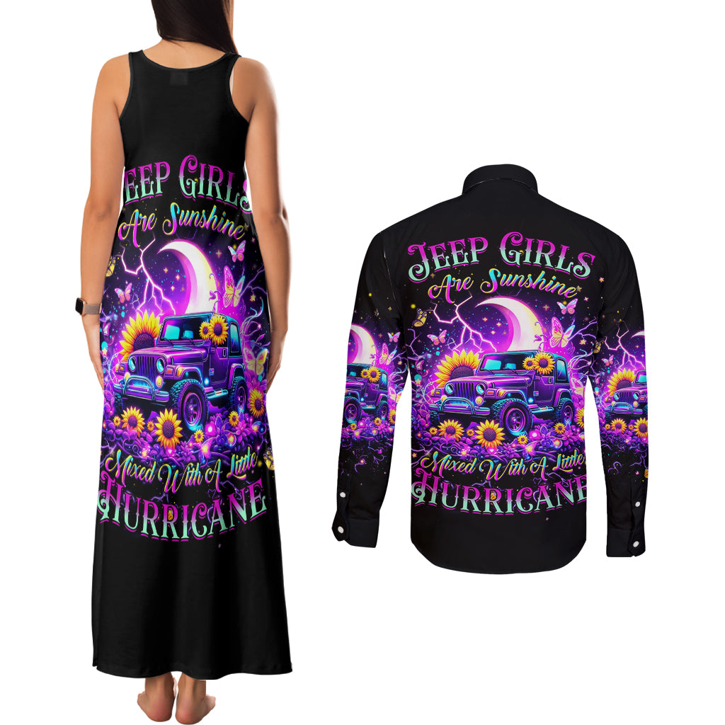 Nigh Jeep Couples Matching Tank Maxi Dress and Long Sleeve Button Shirt Jeep Girls Are Sunshine Mixed With A Little Hurricane