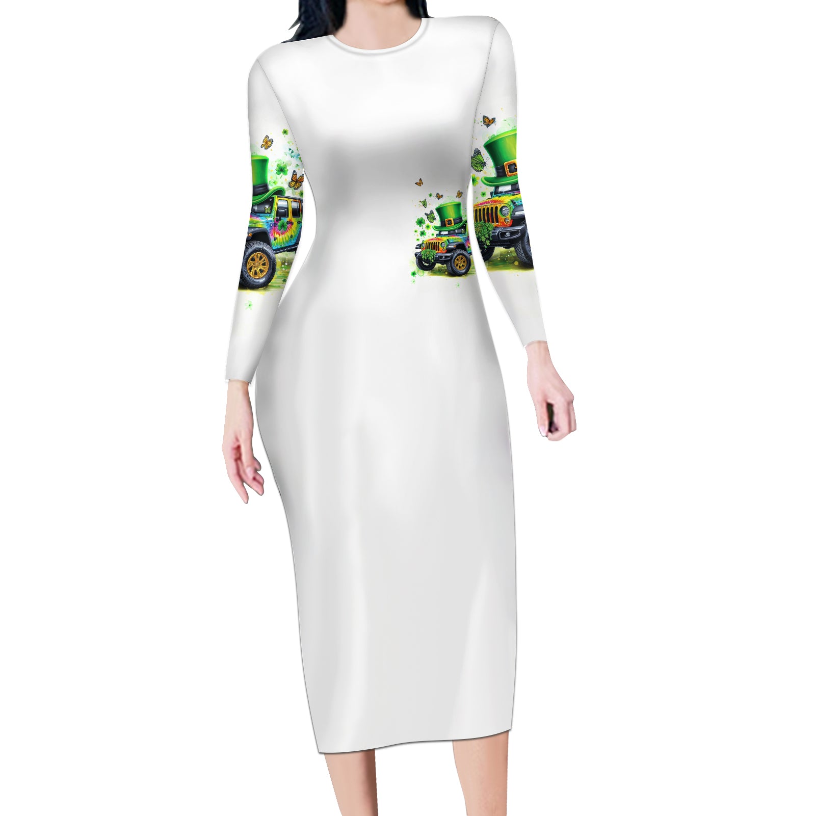Irish Jeep Long Sleeve Bodycon Dress The Best Grandmas Drive Jeeps