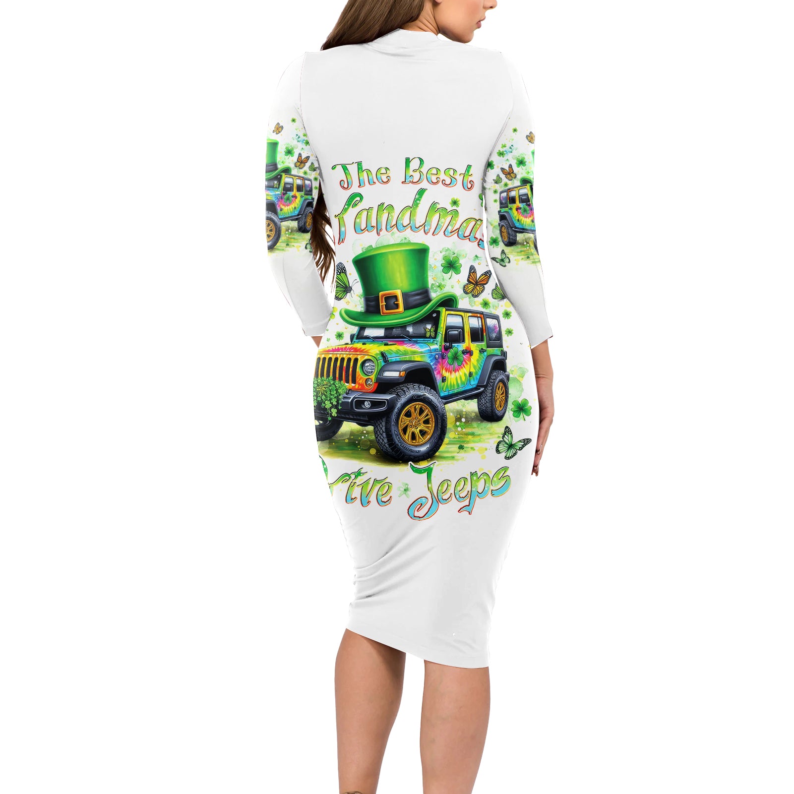 Irish Jeep Long Sleeve Bodycon Dress The Best Grandmas Drive Jeeps