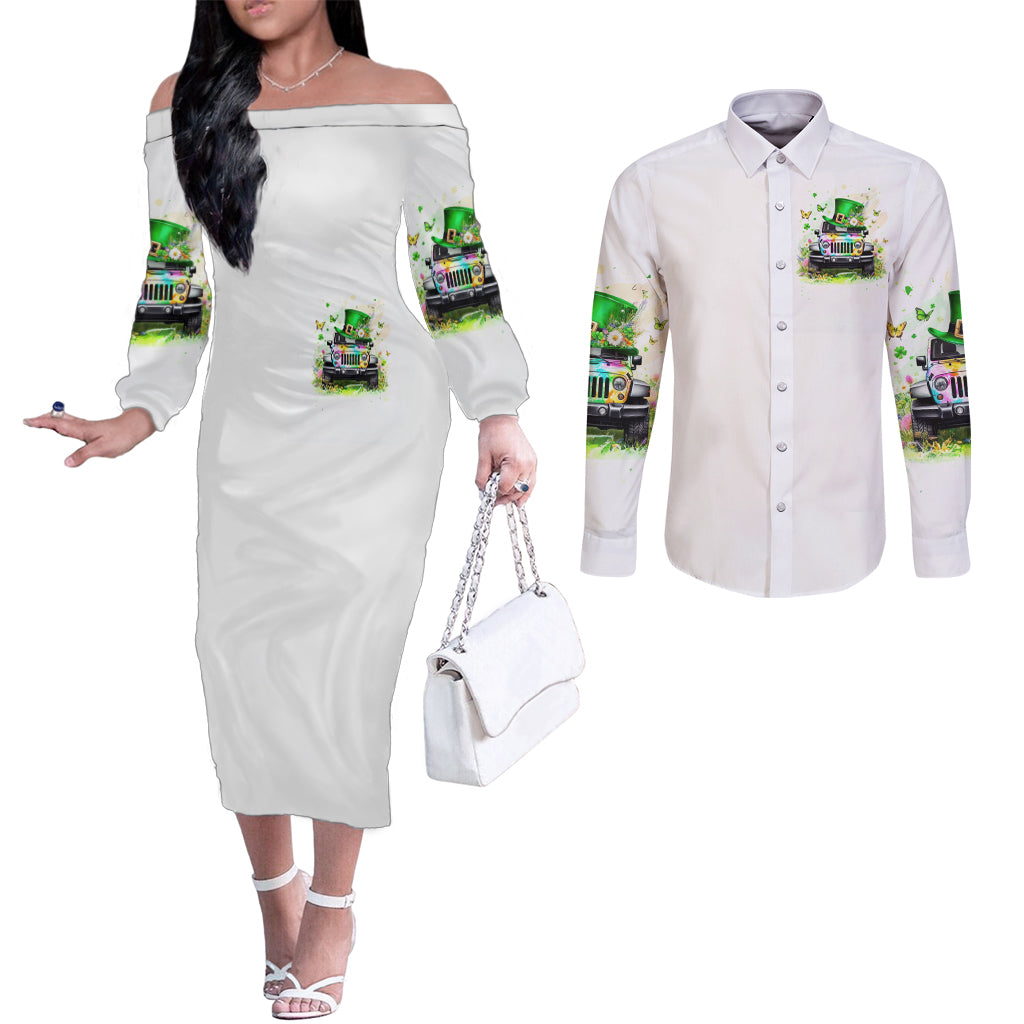 Irish Jeep Couples Matching Off The Shoulder Long Sleeve Dress and Long Sleeve Button Shirt Jeep Girl Iam Who Iam Your Approval Isn't Needed