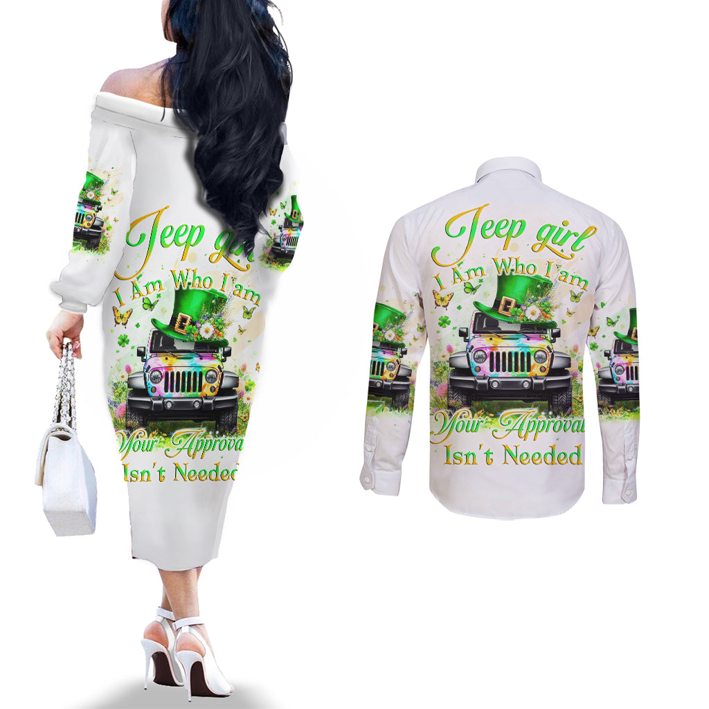 Irish Jeep Couples Matching Off The Shoulder Long Sleeve Dress and Long Sleeve Button Shirt Jeep Girl Iam Who Iam Your Approval Isn't Needed